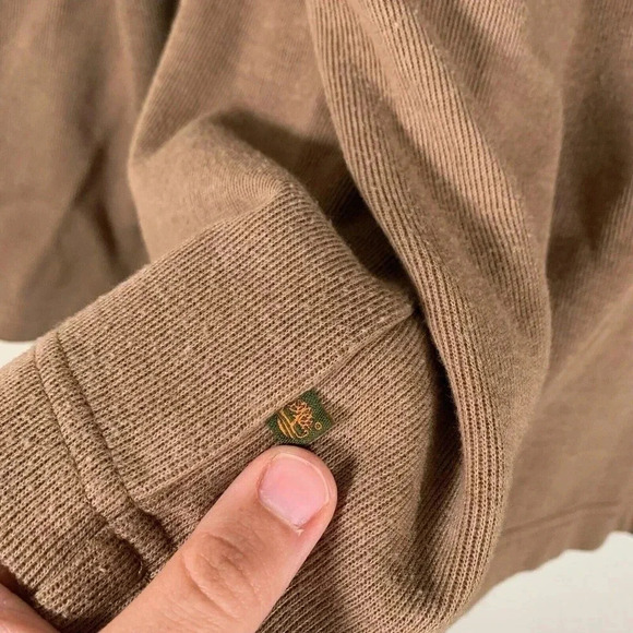 Timberland Sweater Men’s Medium Brown 1/4 Zip Pullover Sweater - Picture 7 of 8